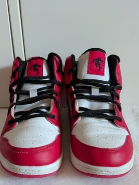 And1 Kids White and Red High-Top Sneakers